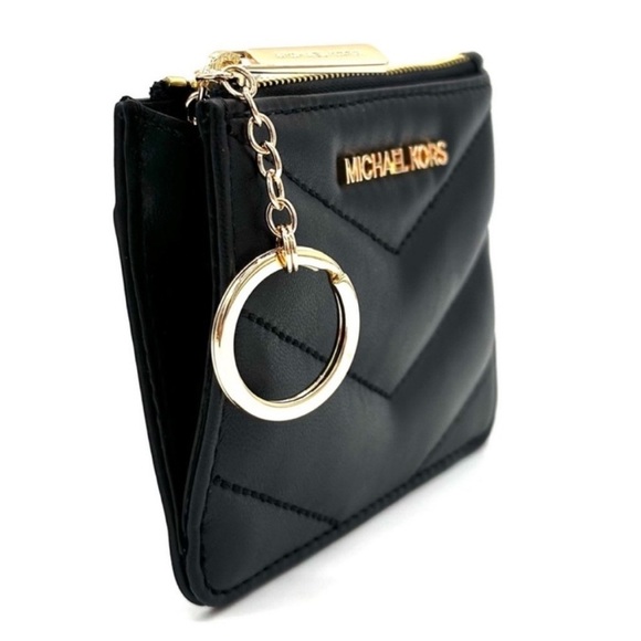 Michael Kors Jet Set Travel Small Top Zip Coin Pouch with ID Holder Black - Picture 5 of 8